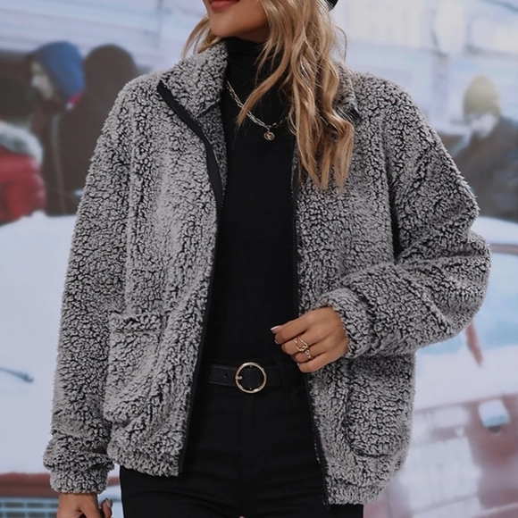 Garage Jackets & Blazers - GARAGE GREY SHERPA JACKET SIZE MEDIUM